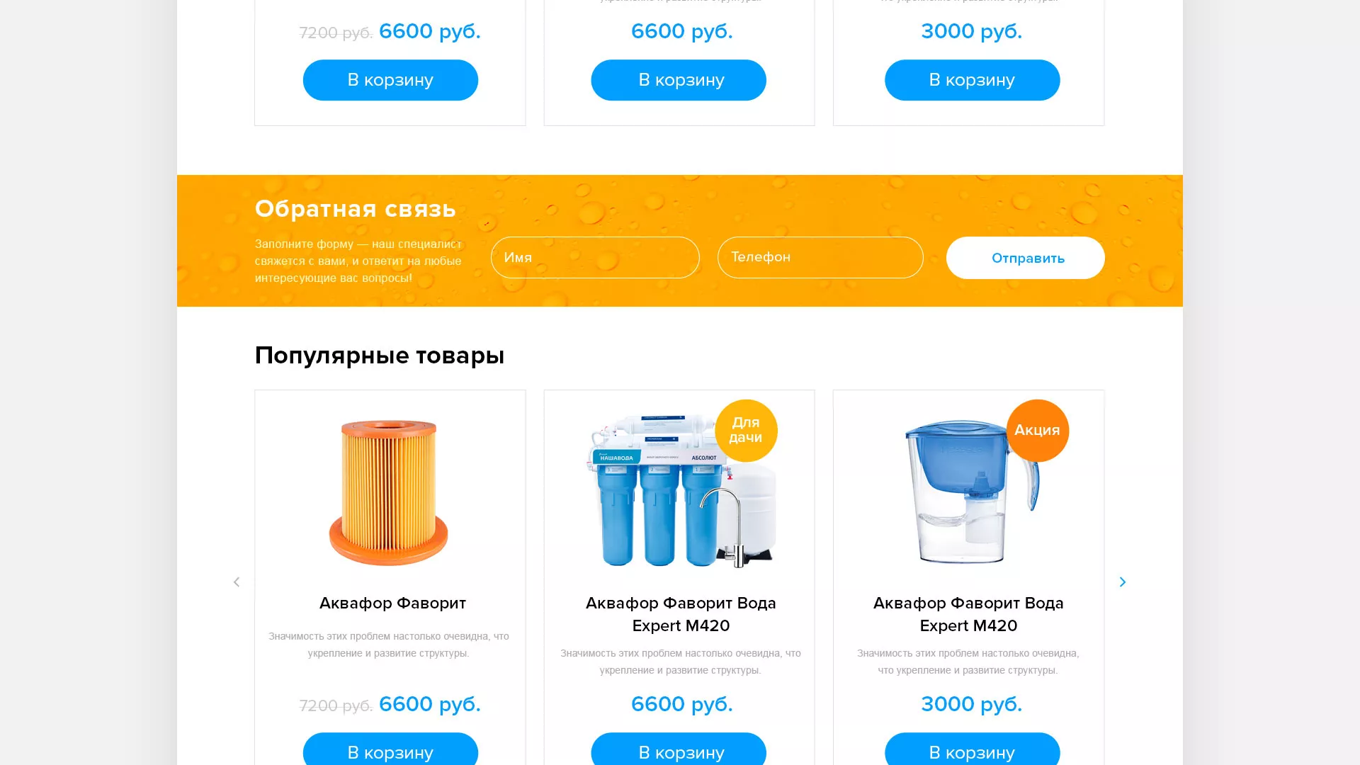 Создание интернет-магазина «Водолей» по продаже фильтров очистных сооружений в Невели